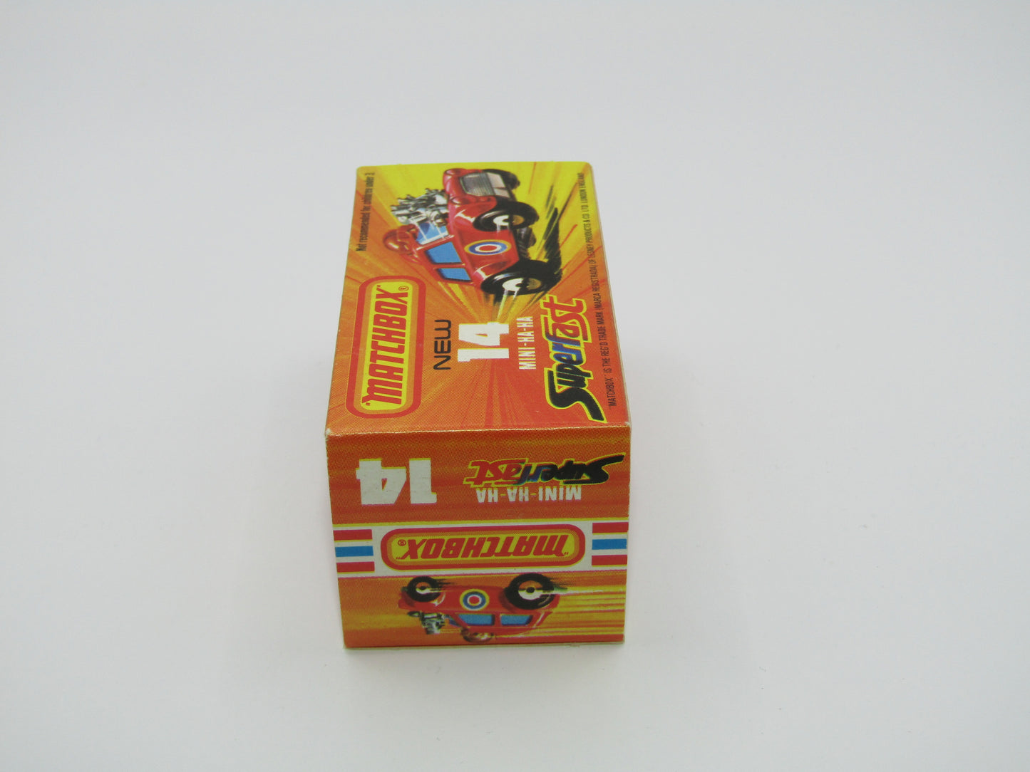 Matchbox Superfast No 14B Mini Ha-Ha DARK BLUE Windows, DARK BROWN Helmet, Flesh Coloured Driver, Not Recommended Box