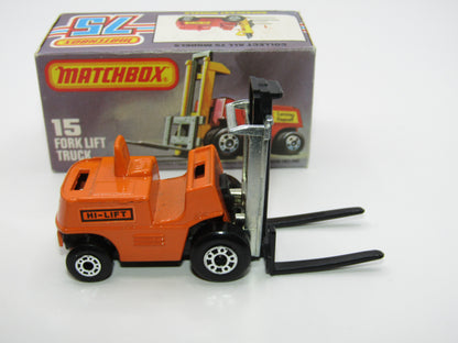 Matchbox Superfast 15B Fork Lift Truck Orange LONG BLACK Forks