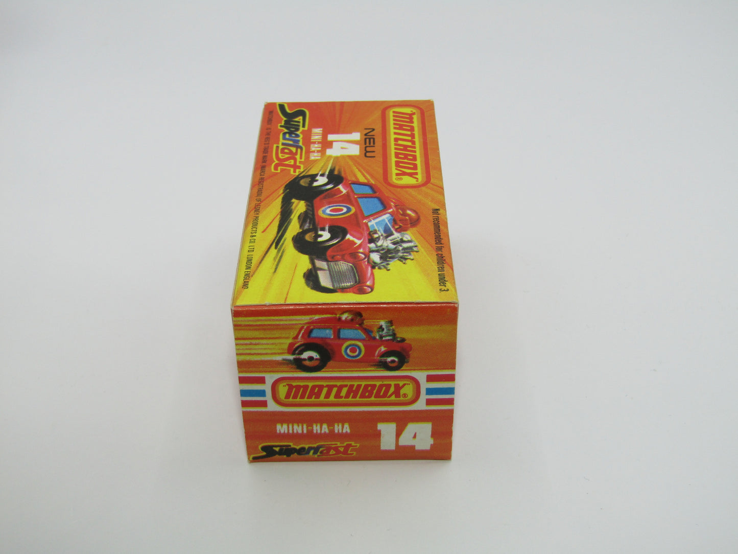 Matchbox Superfast No 14B Mini Ha-Ha DARK BLUE Windows, DARK BROWN Helmet, Flesh Coloured Driver, Not Recommended Box