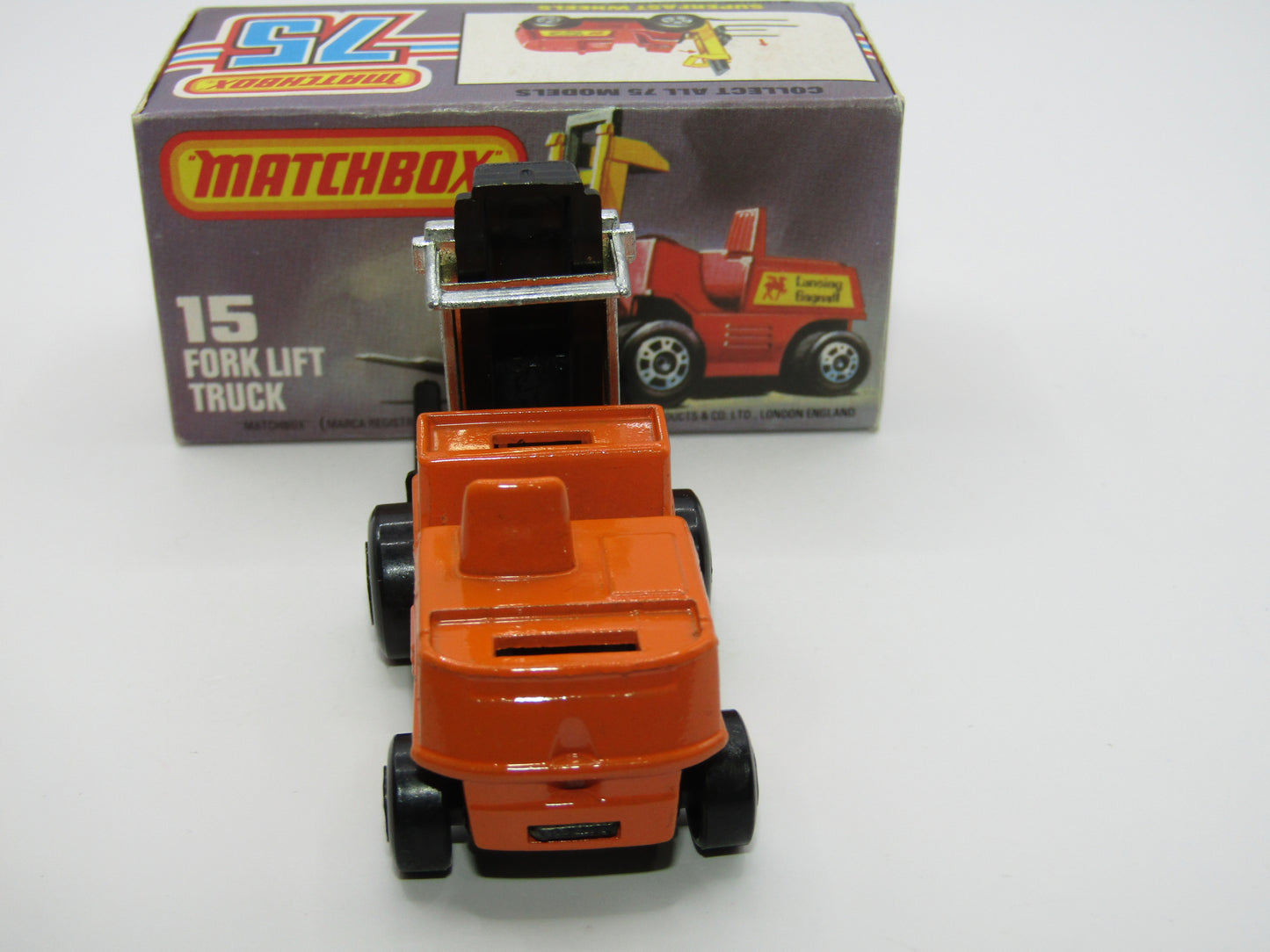 Matchbox Superfast 15B Fork Lift Truck Orange LONG BLACK Forks