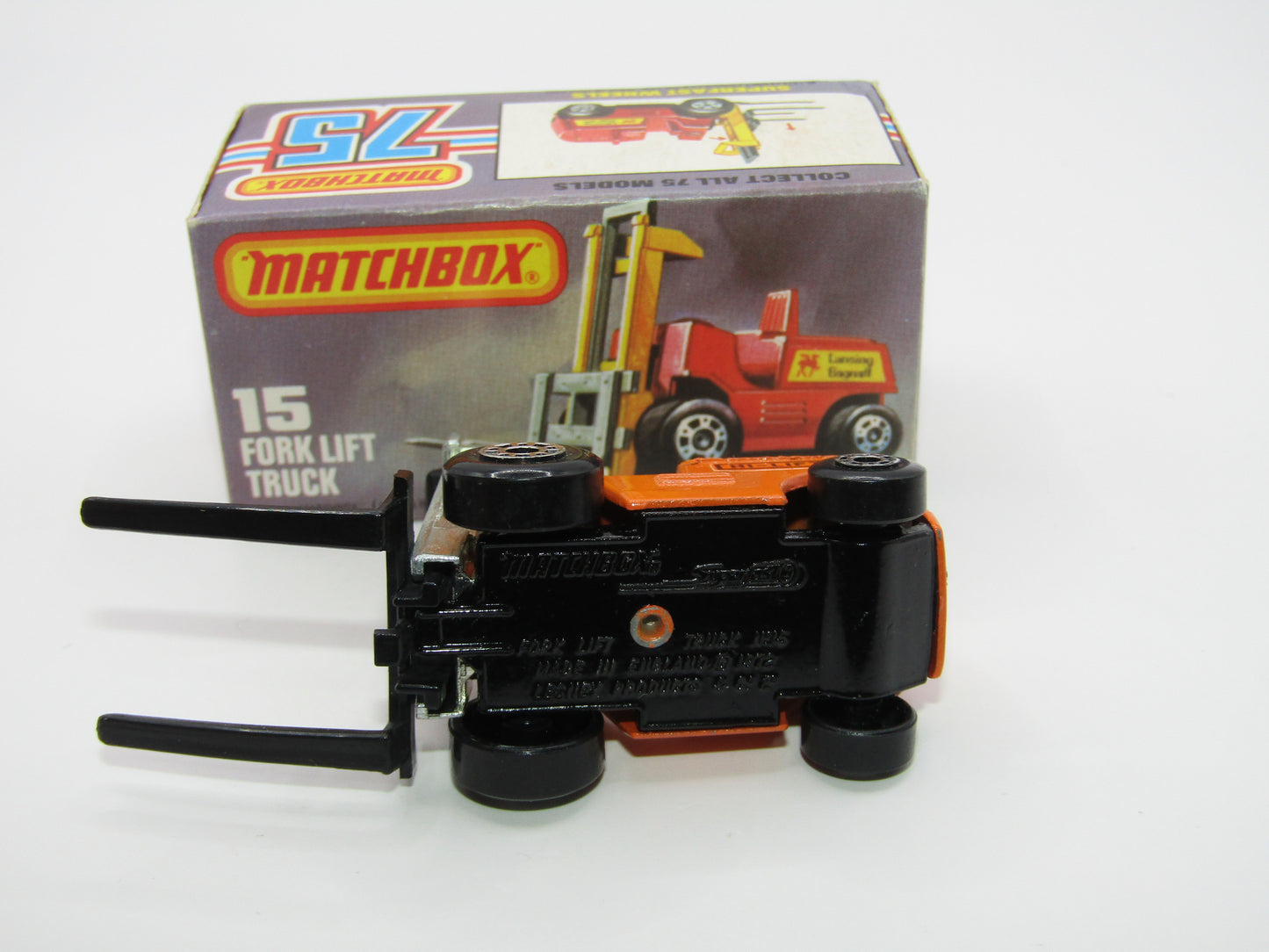 Matchbox Superfast 15B Fork Lift Truck Orange LONG BLACK Forks