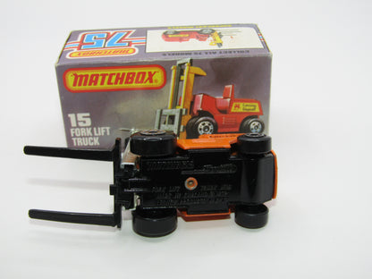 Matchbox Superfast 15B Fork Lift Truck Orange LONG BLACK Forks