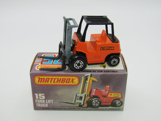 Matchbox Superfast 15B Fork Lift Truck Orange Gloss Black Base