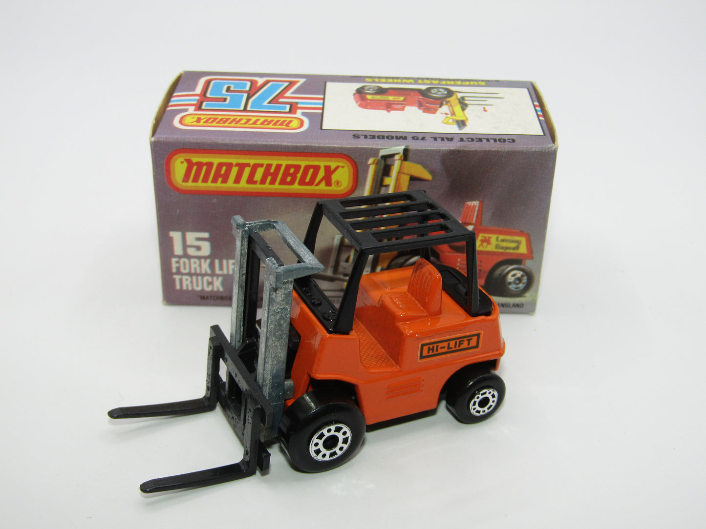 Matchbox Superfast 15B Fork Lift Truck Orange Gloss Black Base