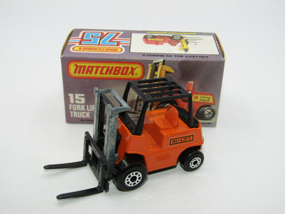 Matchbox Superfast 15B Fork Lift Truck Orange Gloss Black Base
