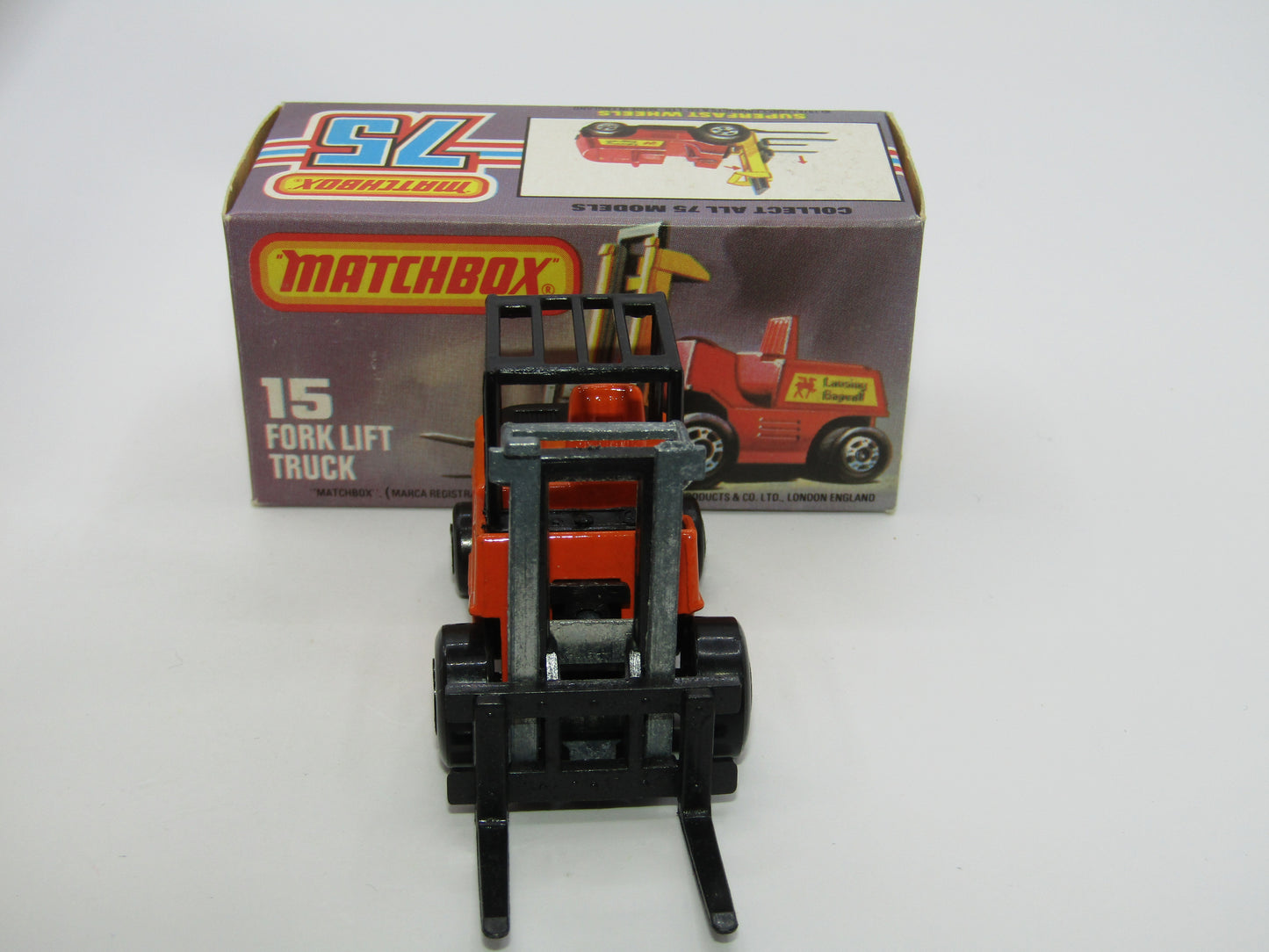 Matchbox Superfast 15B Fork Lift Truck Orange Gloss Black Base