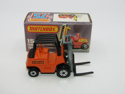 Matchbox Superfast 15B Fork Lift Truck Orange Gloss Black Base