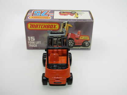 Matchbox Superfast 15B Fork Lift Truck Orange Gloss Black Base