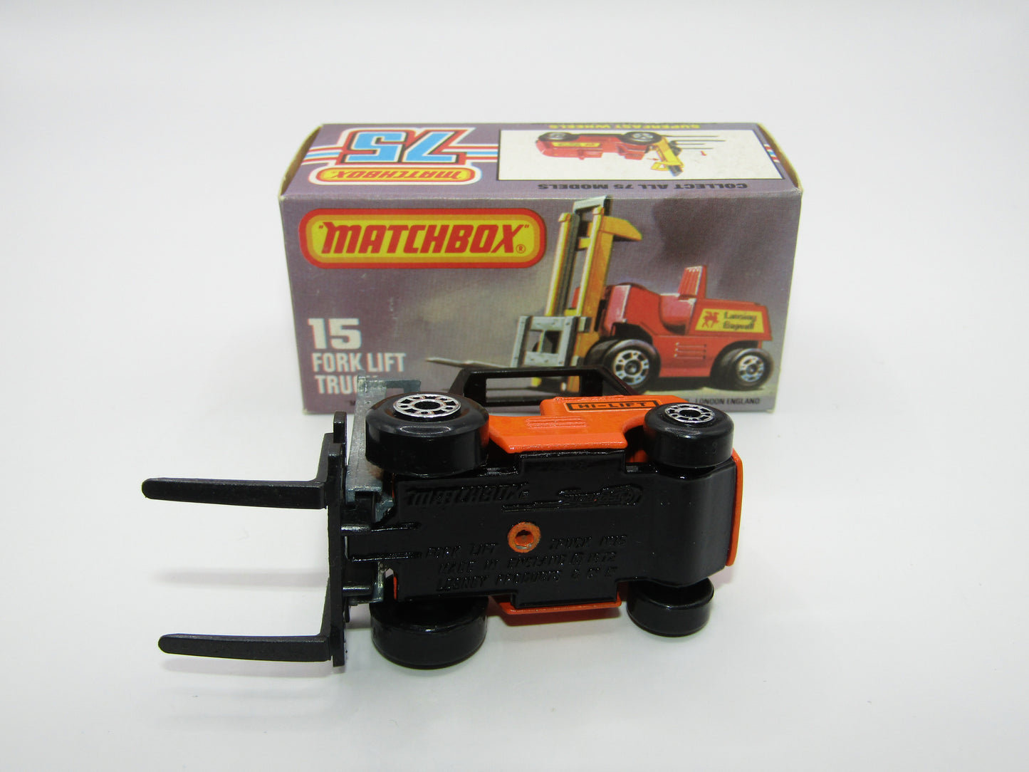 Matchbox Superfast 15B Fork Lift Truck Orange Gloss Black Base
