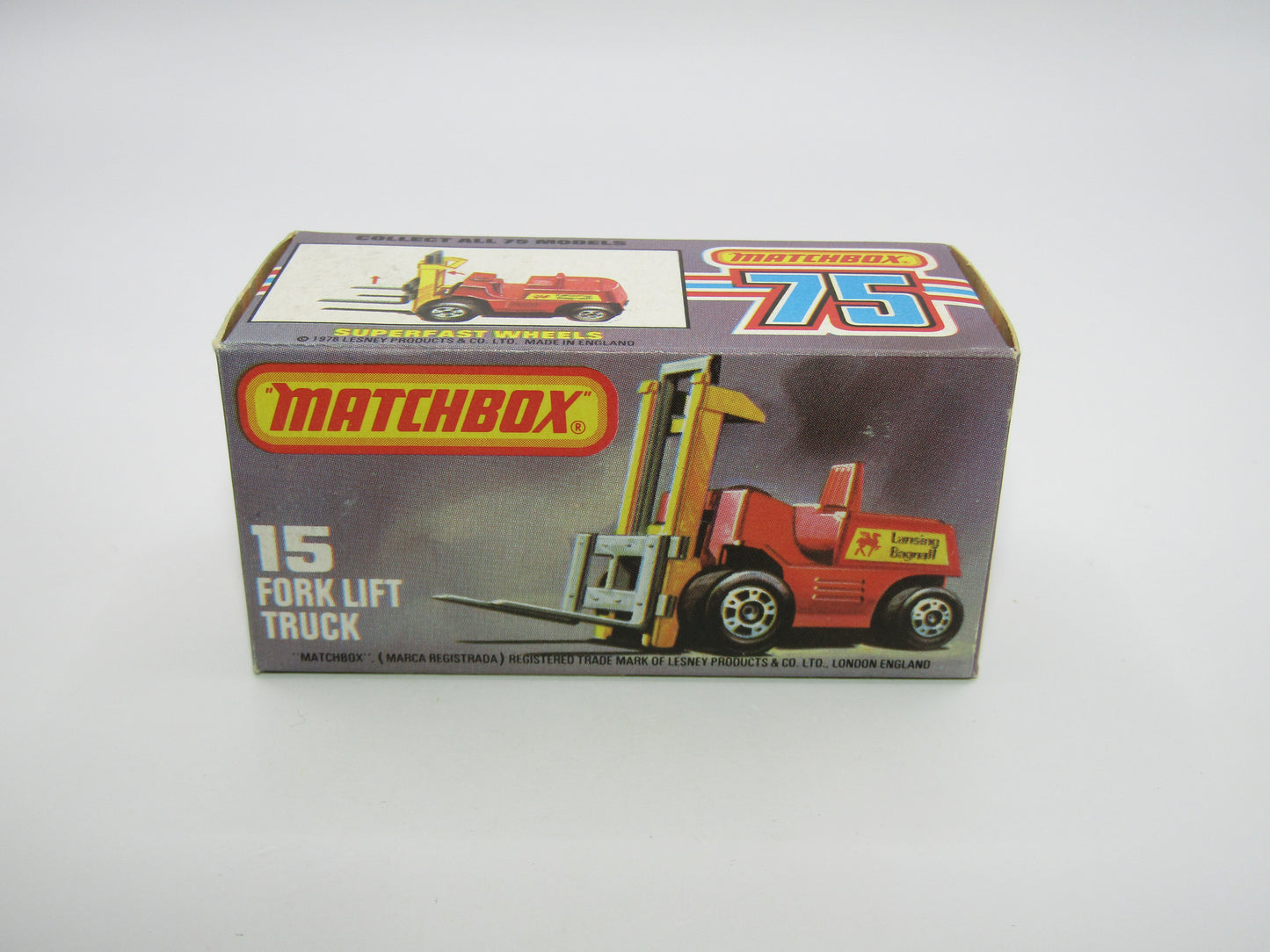 Matchbox Superfast 15B Fork Lift Truck Orange Gloss Black Base