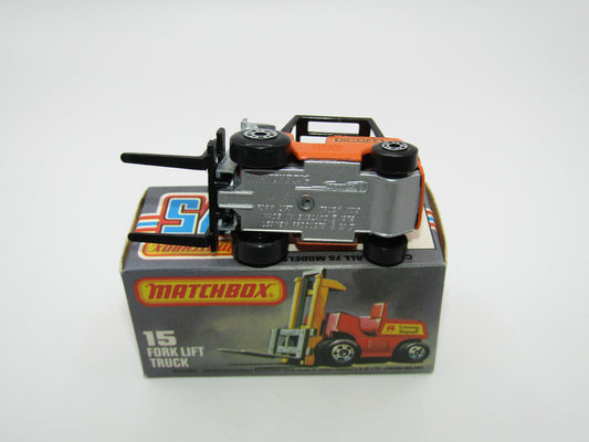 Matchbox Superfast 15B Fork Lift Truck Orange SILVER Base