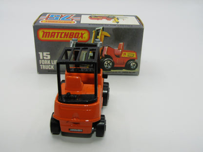 Matchbox Superfast 15B Fork Lift Truck Orange SILVER Base