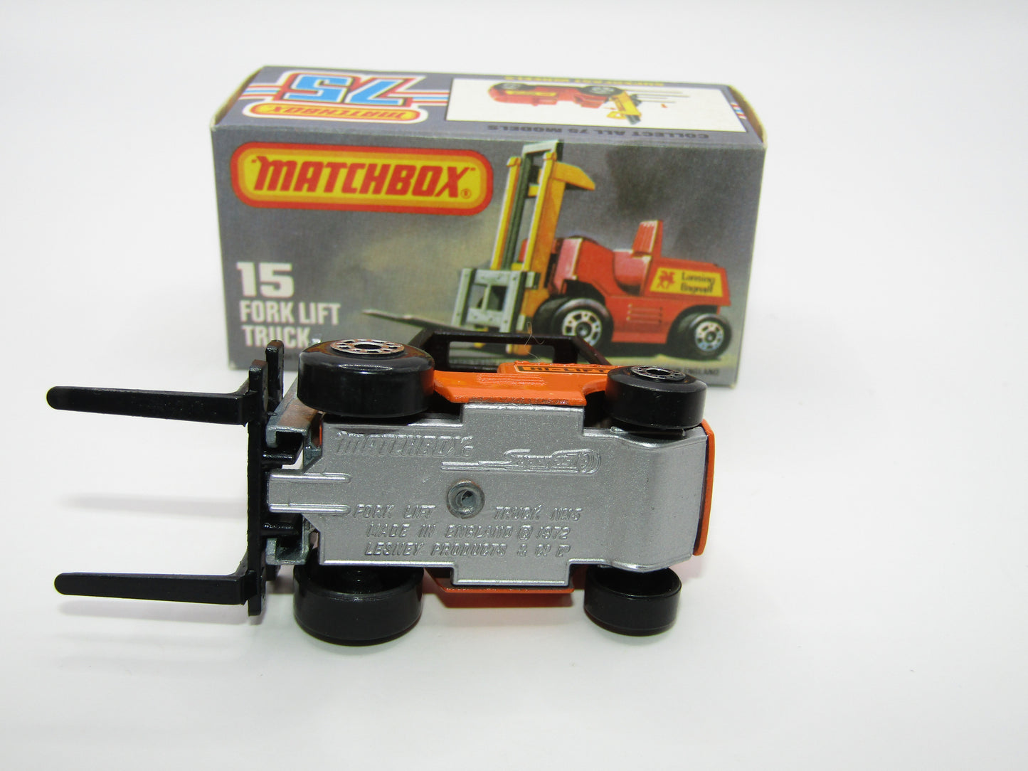 Matchbox Superfast 15B Fork Lift Truck Orange SILVER Base