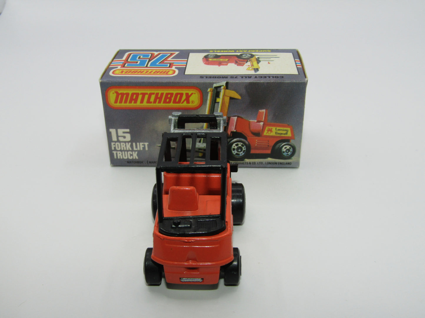 Matchbox Superfast 15B Fork Lift Truck DULL ORANGE Unpainted Base