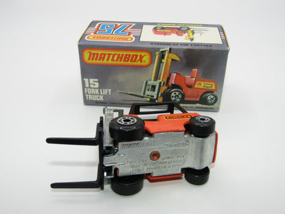 Matchbox Superfast 15B Fork Lift Truck DULL ORANGE Unpainted Base