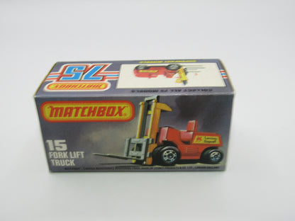 Matchbox Superfast 15B Fork Lift Truck DULL ORANGE Unpainted Base