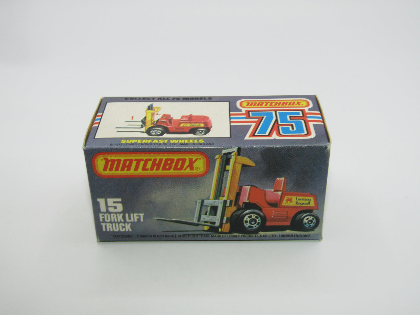 Matchbox Superfast 15B Fork Lift Truck DULL ORANGE Unpainted Base