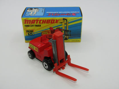 Matchbox Superfast 15B Fork Lift Truck Red LONG RED Forks Unpainted base