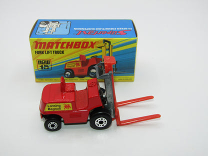 Matchbox Superfast 15B Fork Lift Truck Red LONG RED Forks Unpainted base
