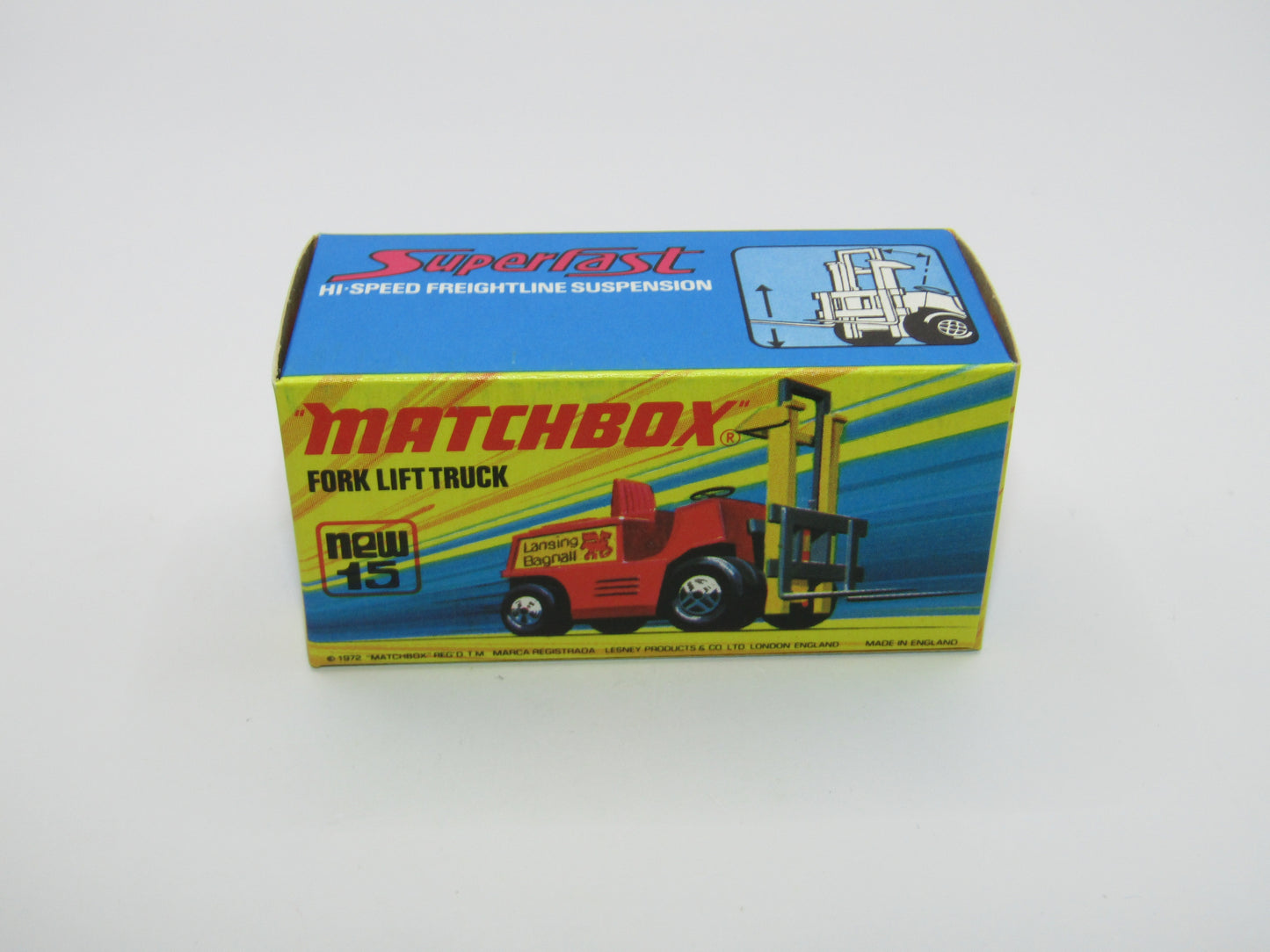 Matchbox Superfast 15B Fork Lift Truck Red LONG RED Forks Unpainted base