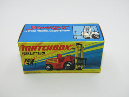 Matchbox Superfast 15B Fork Lift Truck Red SEA GREEN Base