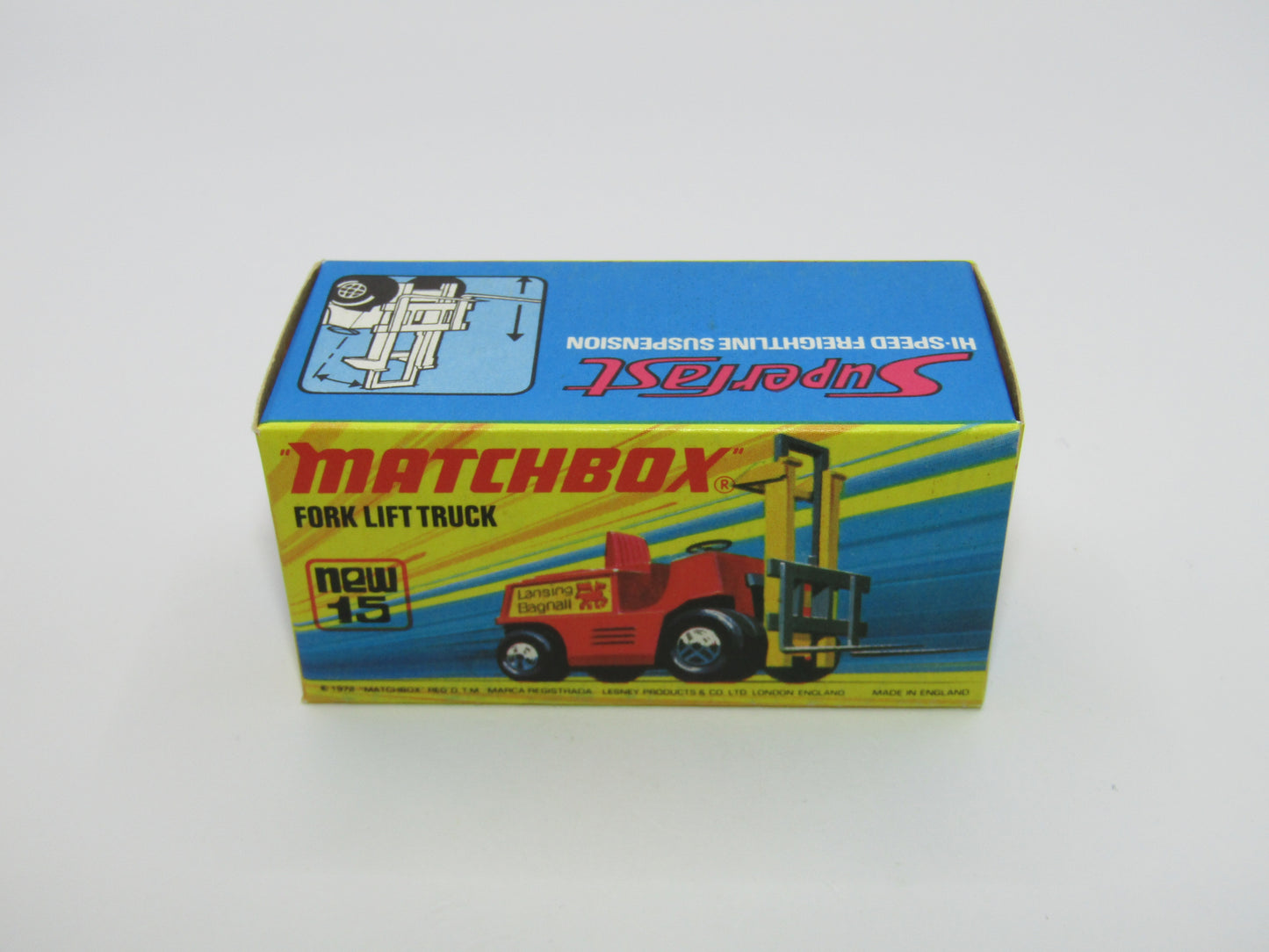 Matchbox Superfast 15B Fork Lift Truck Red SEA GREEN Base