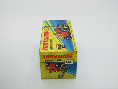 Matchbox Superfast 15B Fork Lift Truck Red BLACK Forks, Unpainted Base