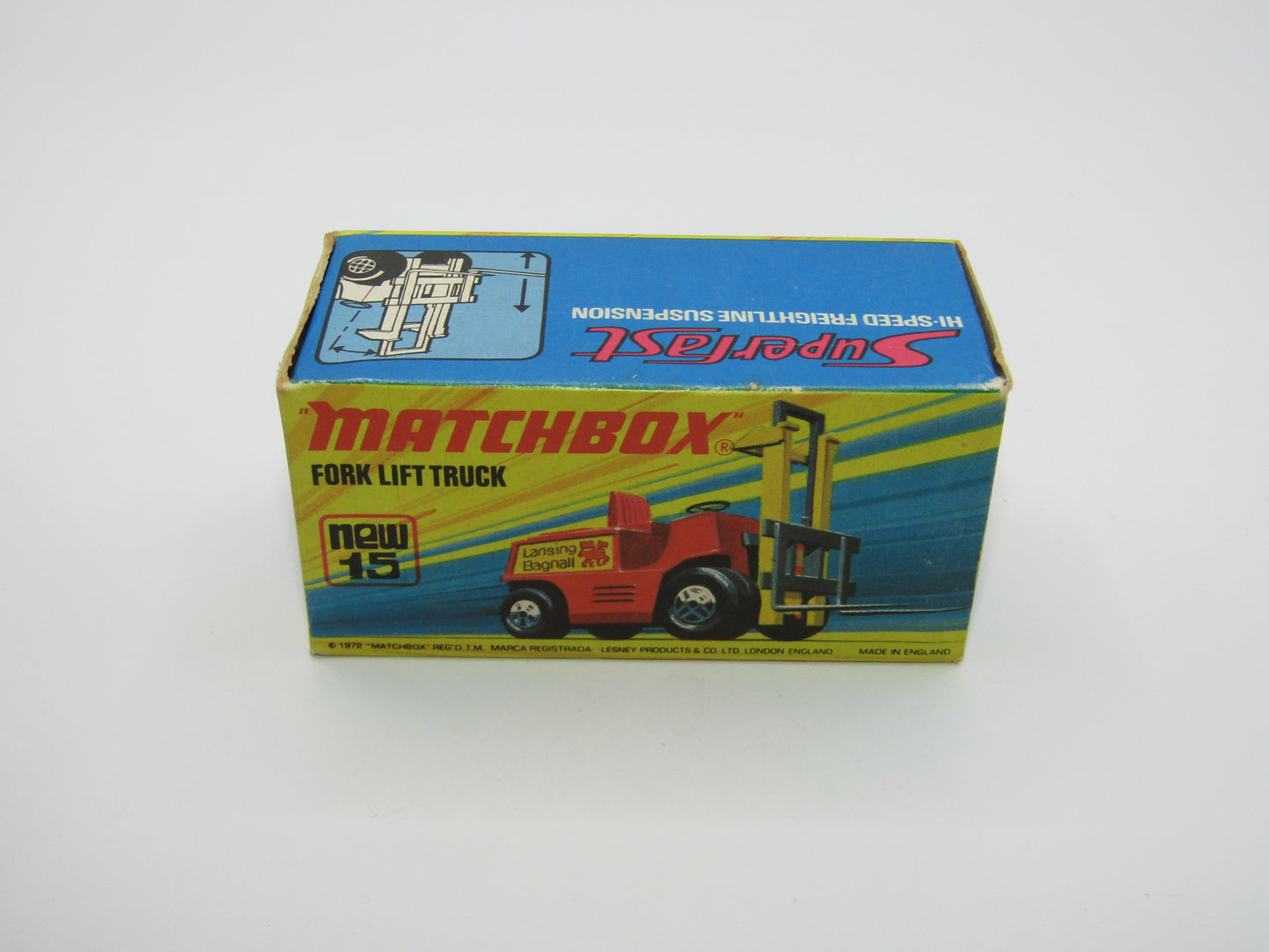 Matchbox Superfast 15B Fork Lift Truck Spriro Front, DOT DASH Rear Wheels