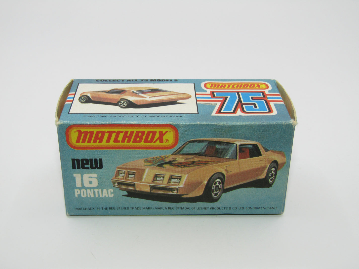 Matchbox Superfast No 16B Pontiac Black, Light Yellow & Brown Firebird Tampo, Unpainted Base