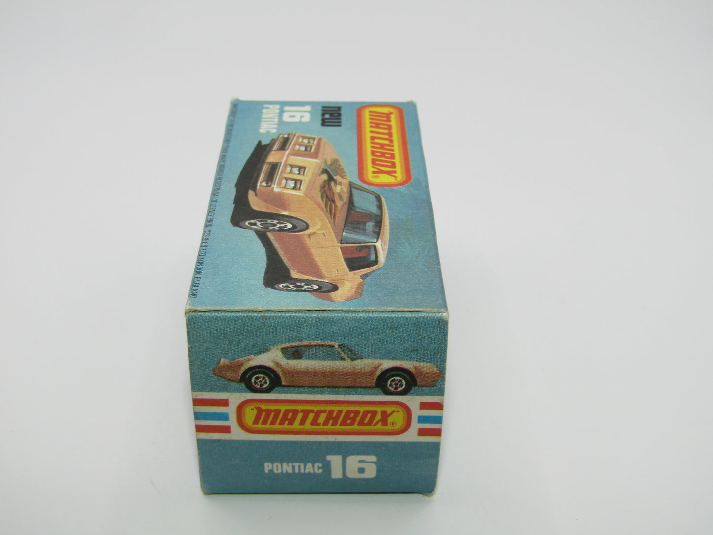 Matchbox Superfast No 16B Pontiac Black, Light Yellow & Brown Firebird Tampo, Unpainted Base