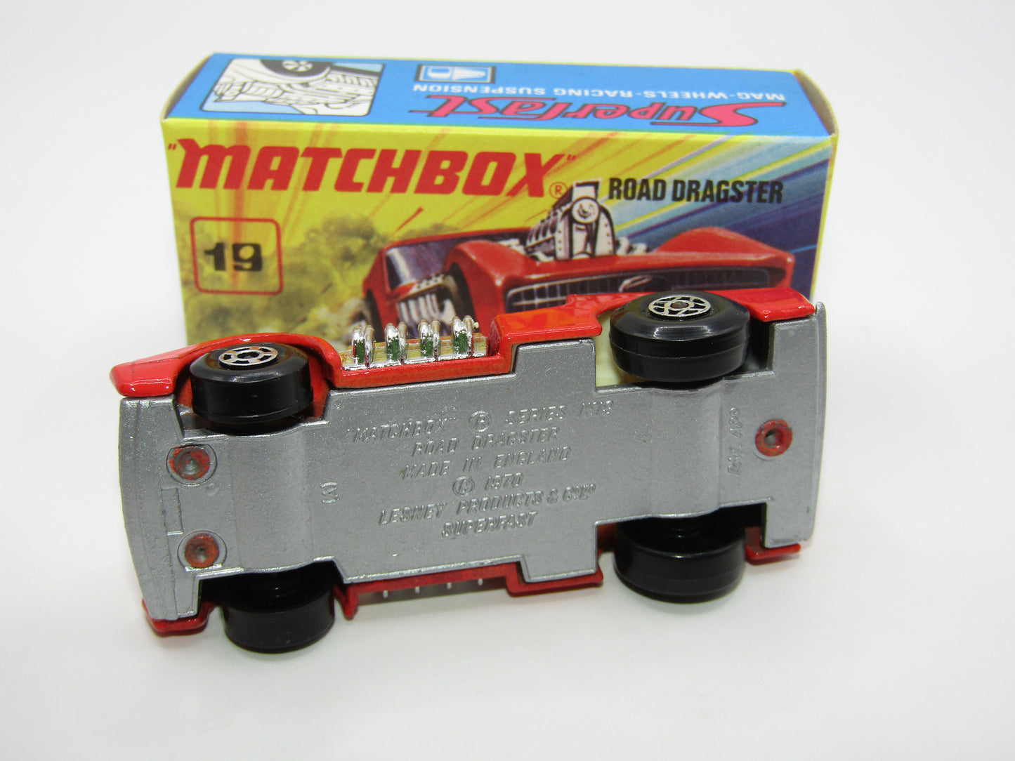 Matchbox Superfast 19B Road Dragster SCORPION & SILVER PAINTED BASE