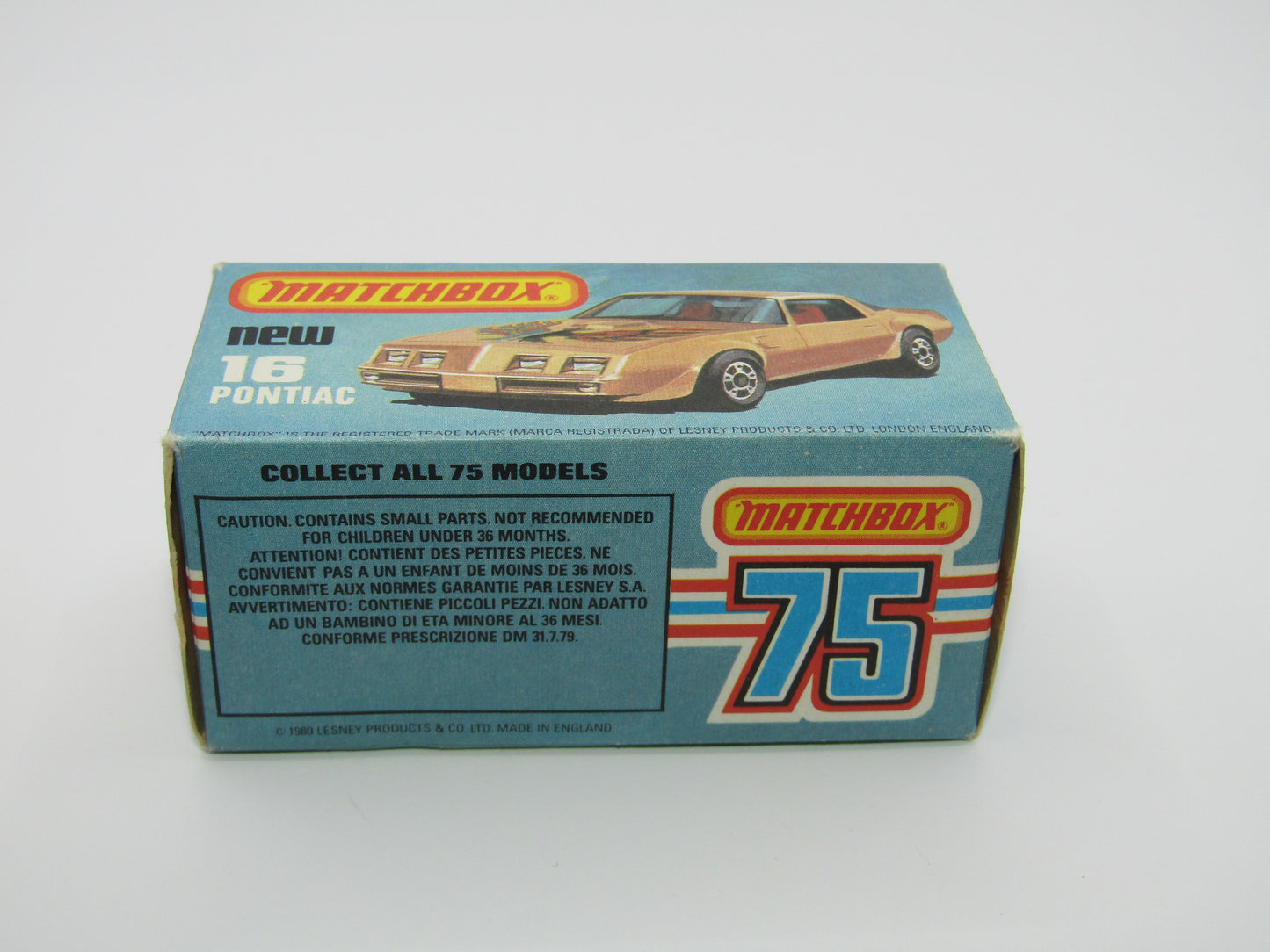 Matchbox Superfast No 16B Pontiac Black, Light Yellow & Brown Firebird Tampo, Unpainted Base
