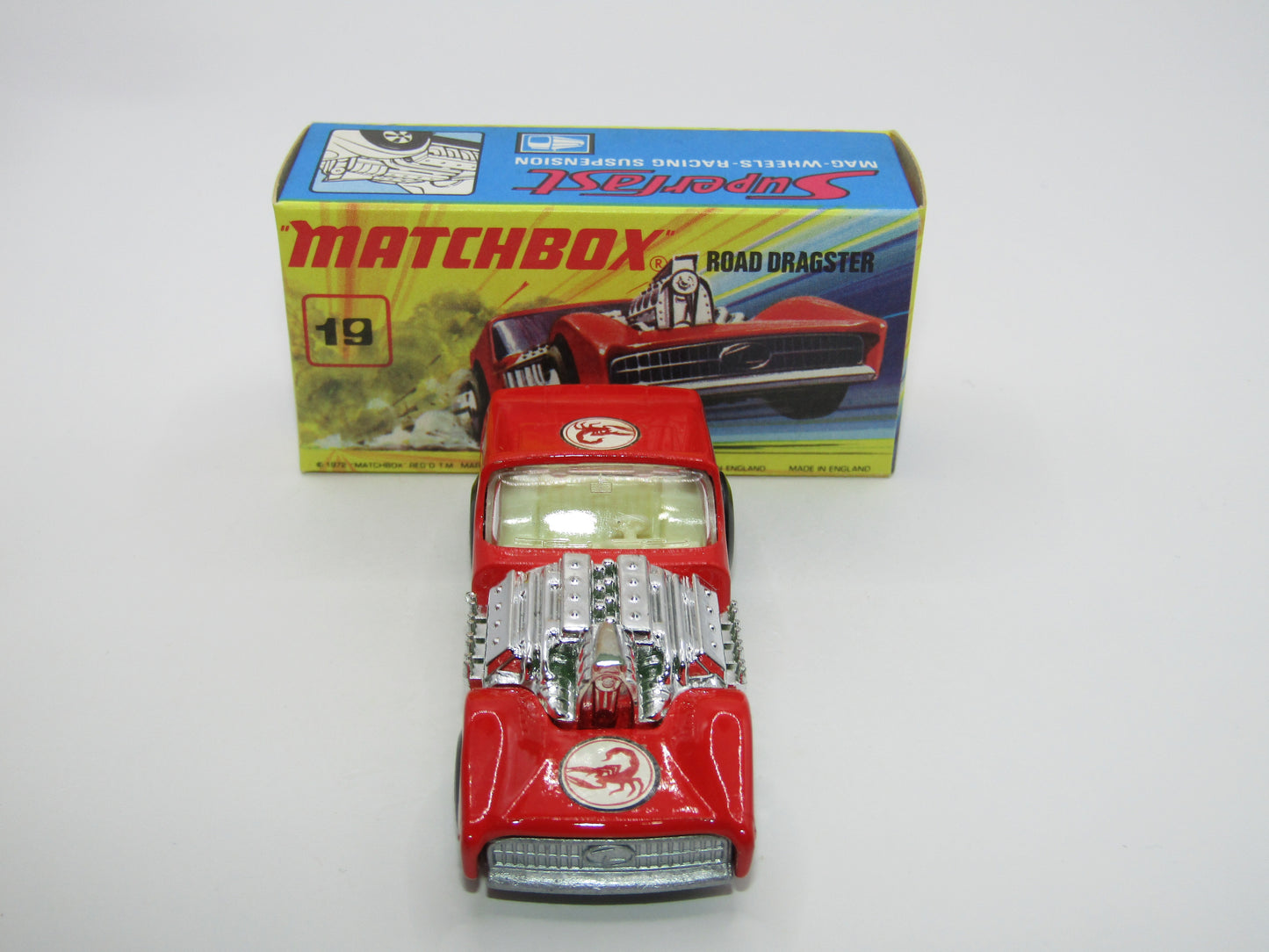Matchbox Superfast 19B Road Dragster SCORPION & SILVER PAINTED BASE
