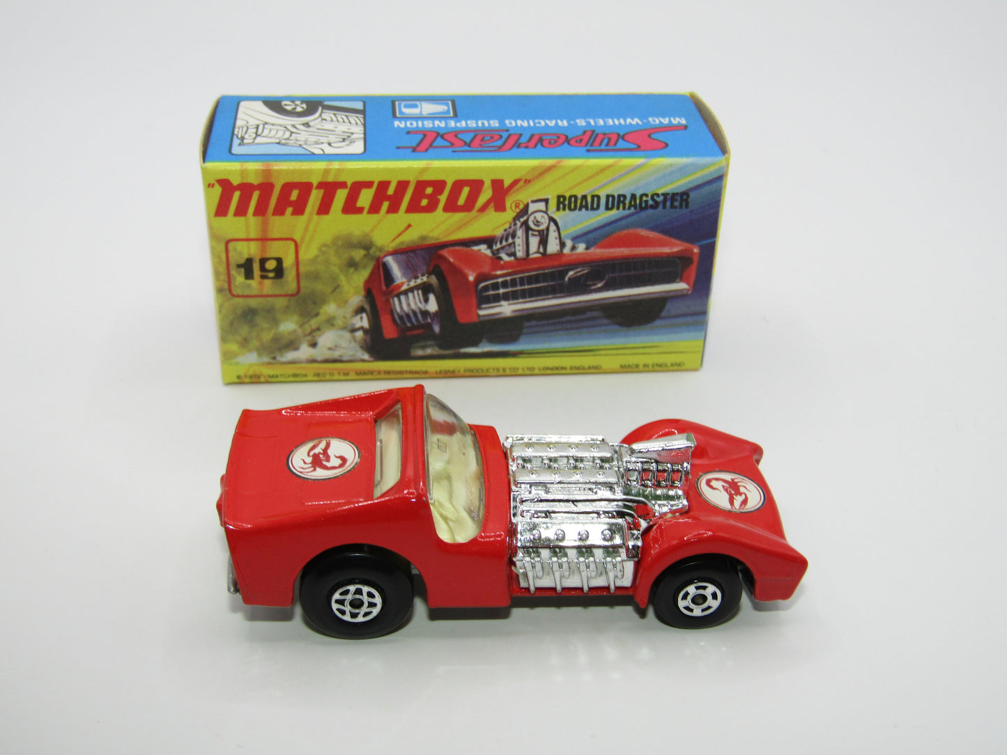 Matchbox Superfast 19B Road Dragster SCORPION & SILVER PAINTED BASE
