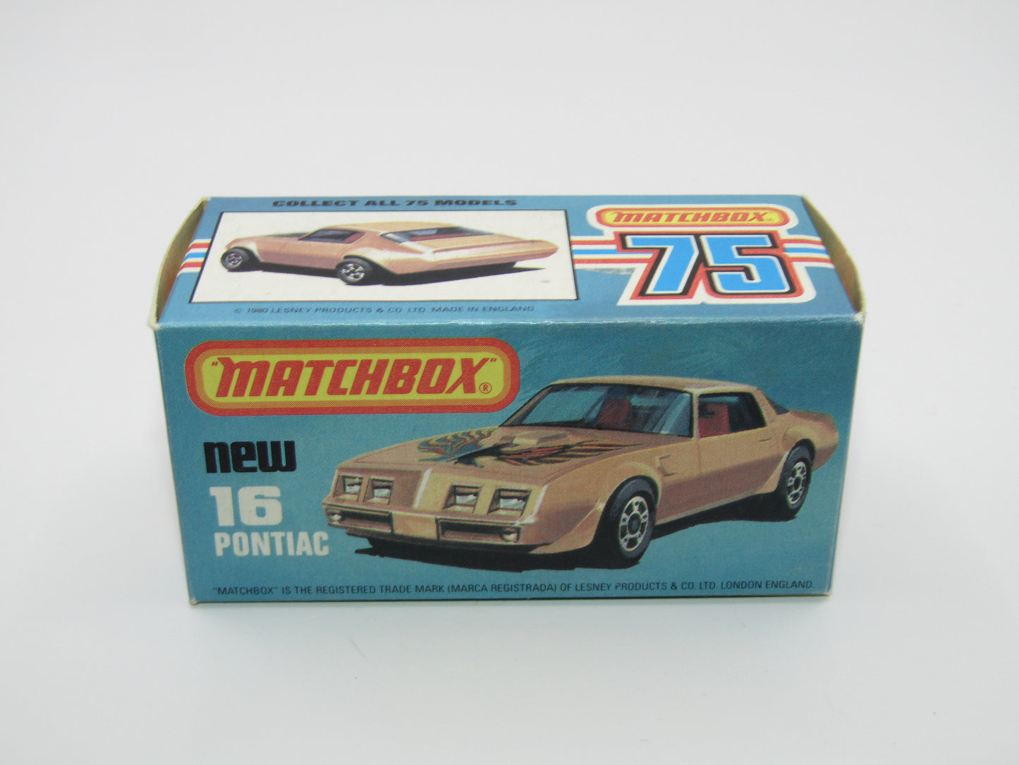 Matchbox Superfast No 16B Pontiac Black, DARK Yellow & Brown Firebird Tampo, Unpainted Base