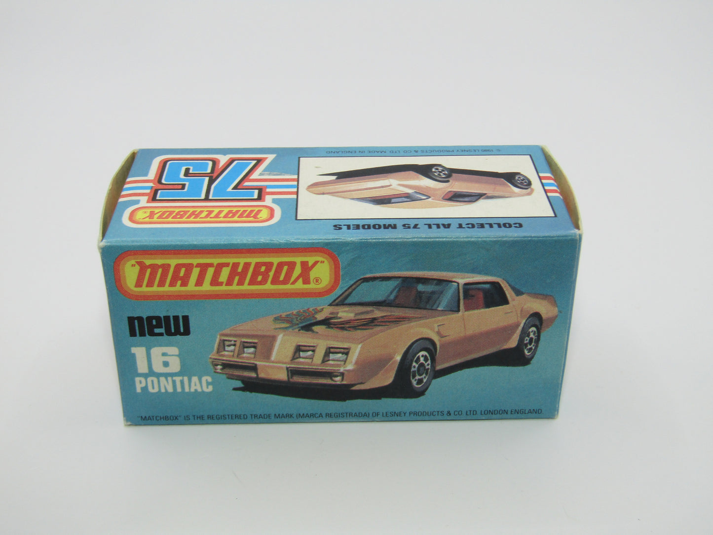 Matchbox Superfast No 16B Pontiac Black, DARK Yellow & Brown Firebird Tampo, Unpainted Base