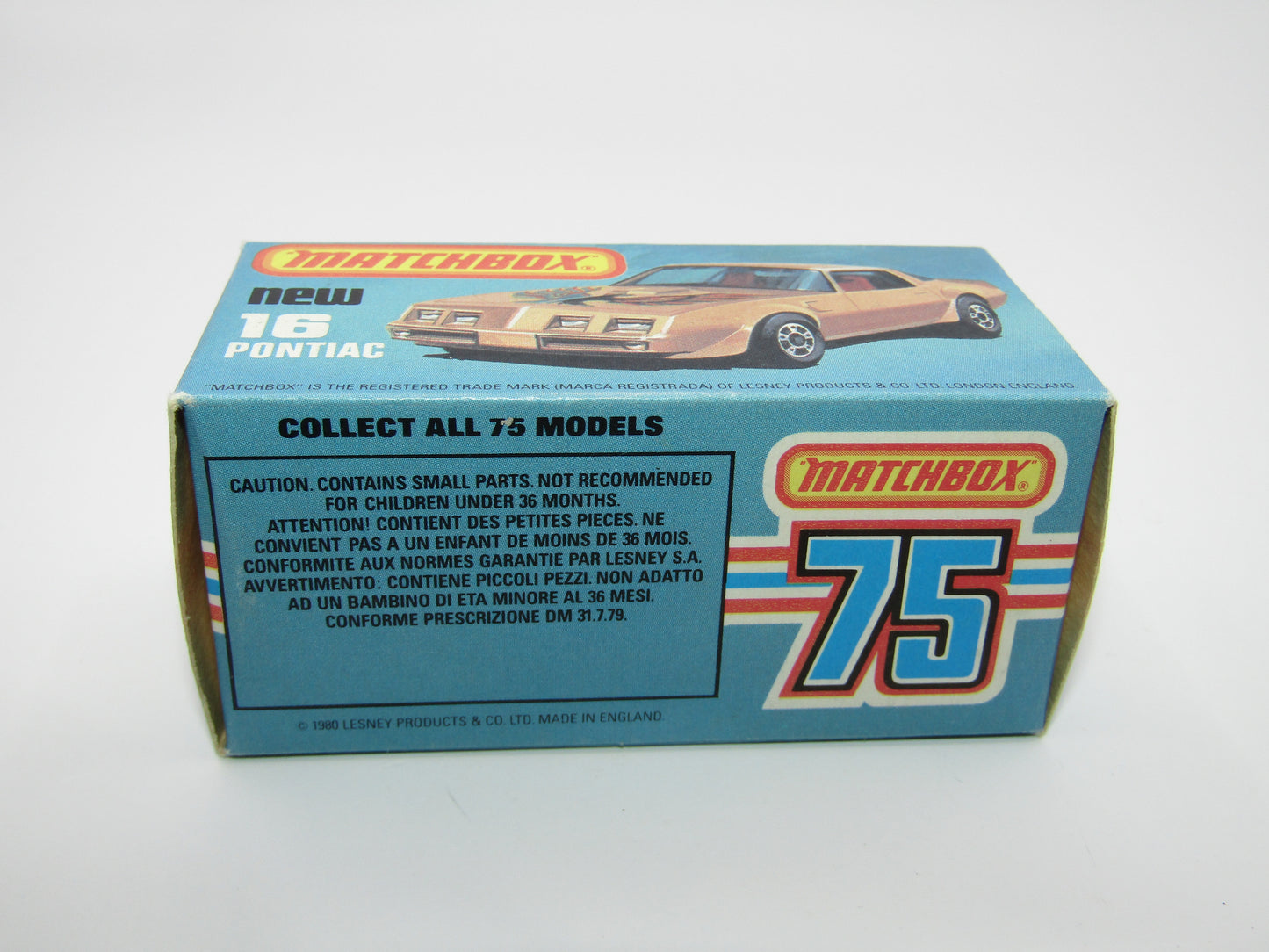 Matchbox Superfast No 16B Pontiac Black, DARK Yellow & Brown Firebird Tampo, Unpainted Base