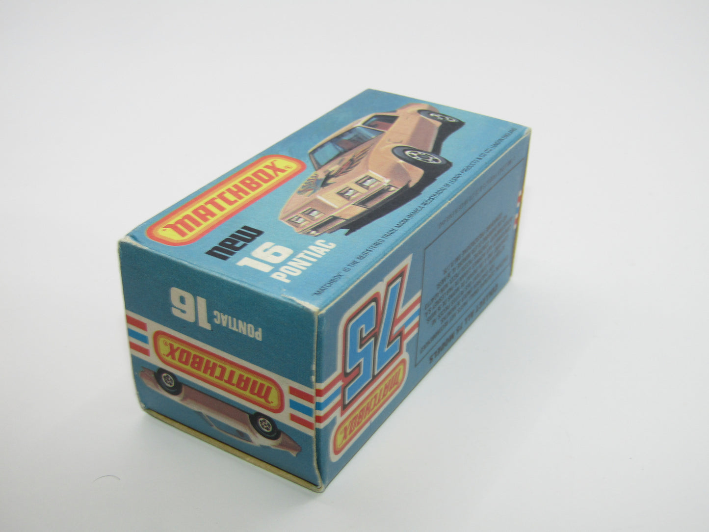 Matchbox Superfast No 16B Pontiac Black, Light Yellow & Brown Firebird Tampo, Silver Base