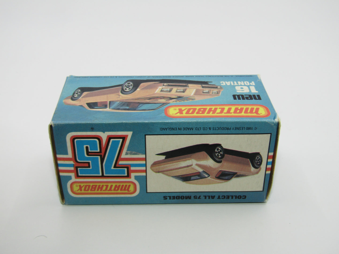 Matchbox Superfast No 16B Pontiac Black, Light Yellow & Brown Firebird Tampo, Silver Base
