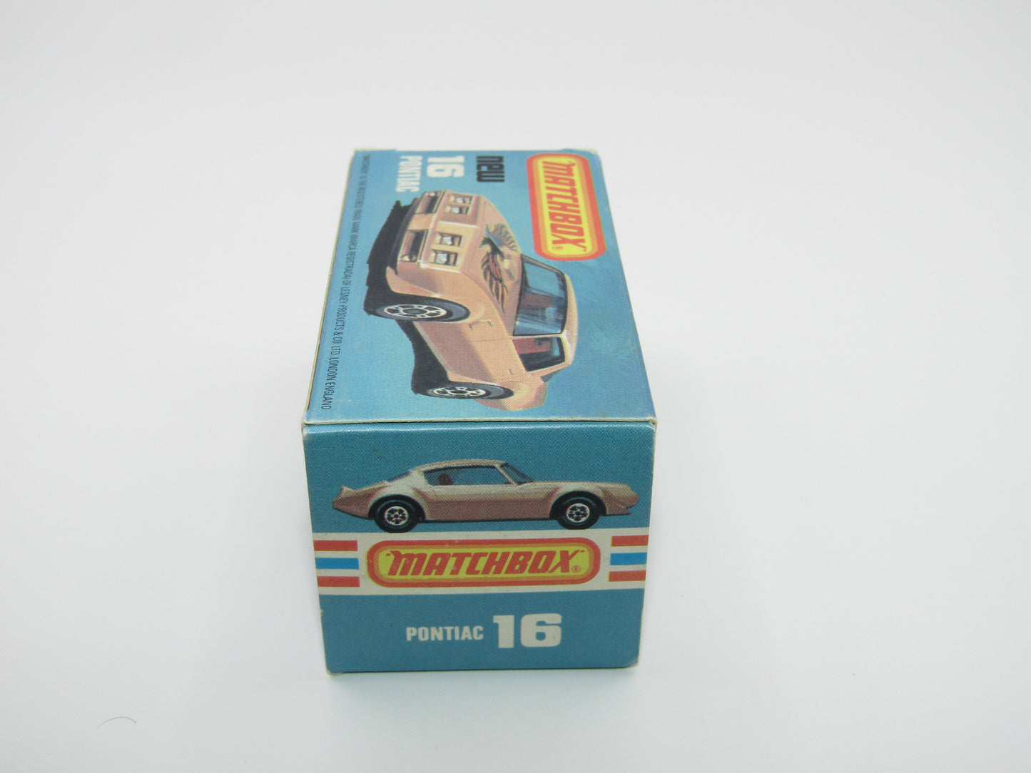 Matchbox Superfast No 16B Pontiac Black, Light Yellow & Brown Firebird Tampo, Silver Base