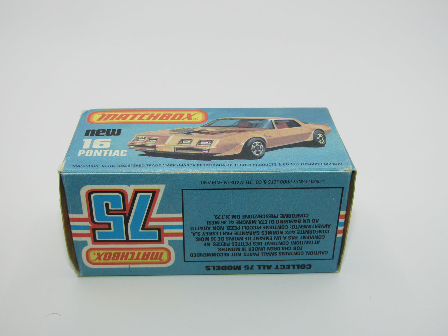 Matchbox Superfast No 16B Pontiac Black, Light Yellow & Brown Firebird Tampo, Silver Base