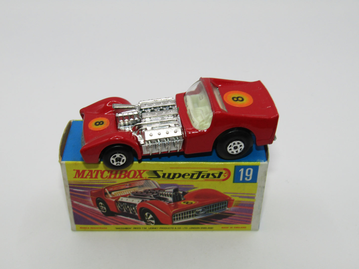 Matchbox Superfast 19B Road Dragster DARK Red Unpainted Base