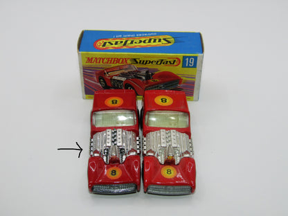 Matchbox Superfast 19B Road Dragster DARK Red Unpainted Base