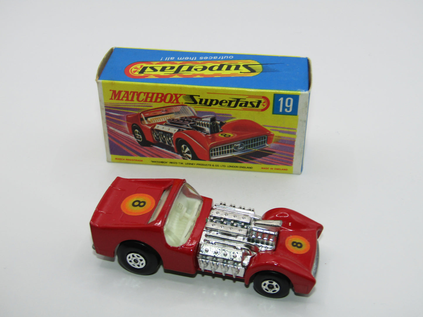 Matchbox Superfast 19B Road Dragster DARK Red Unpainted Base