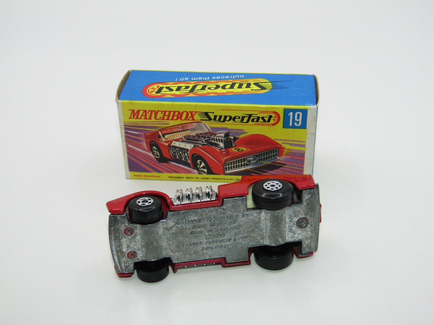 Matchbox Superfast 19B Road Dragster DARK Red Unpainted Base