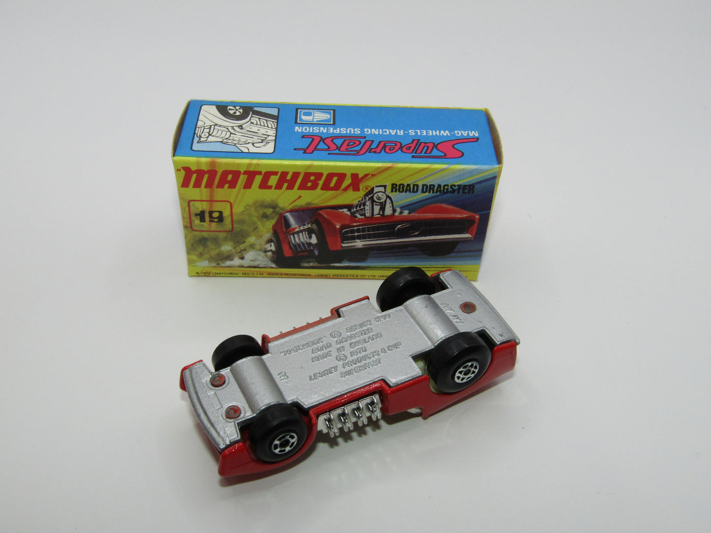 Matchbox Superfast 19B Road Dragster Red SILVER BASE