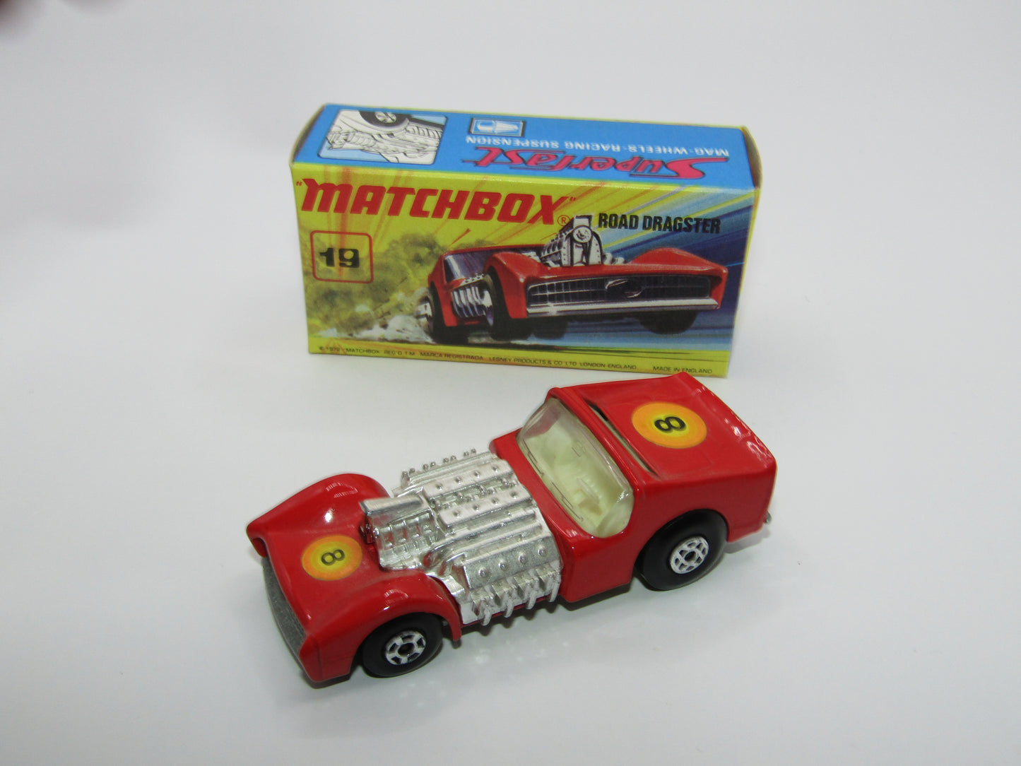 Matchbox Superfast 19B Road Dragster Red SILVER BASE