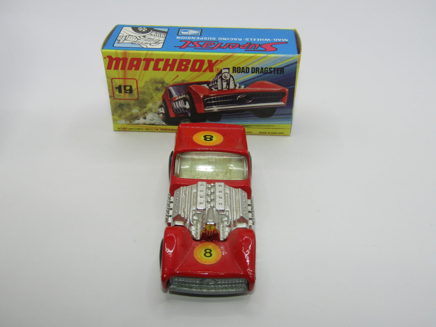Matchbox Superfast 19B Road Dragster Red SILVER BASE
