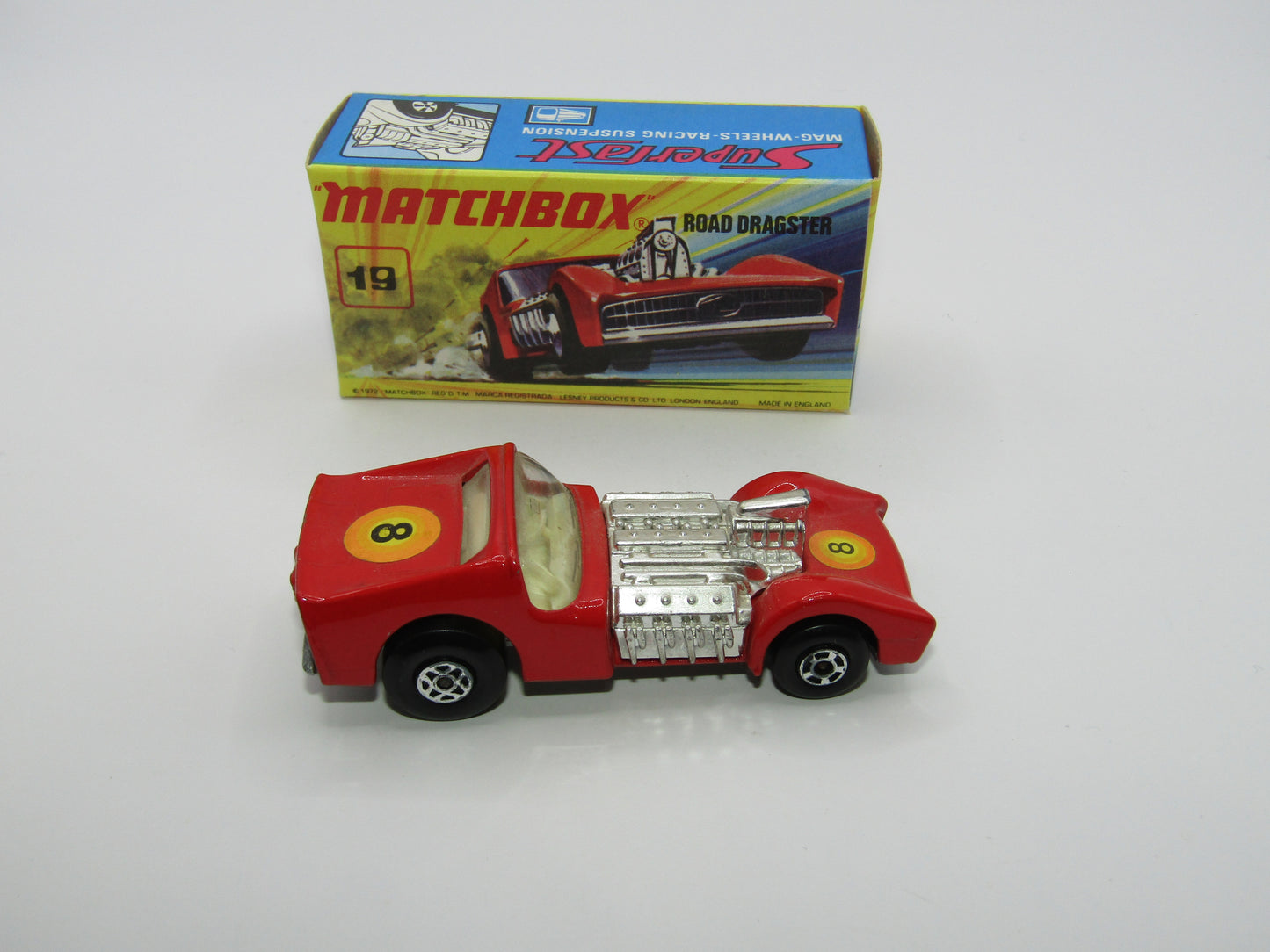 Matchbox Superfast 19B Road Dragster Red SILVER BASE