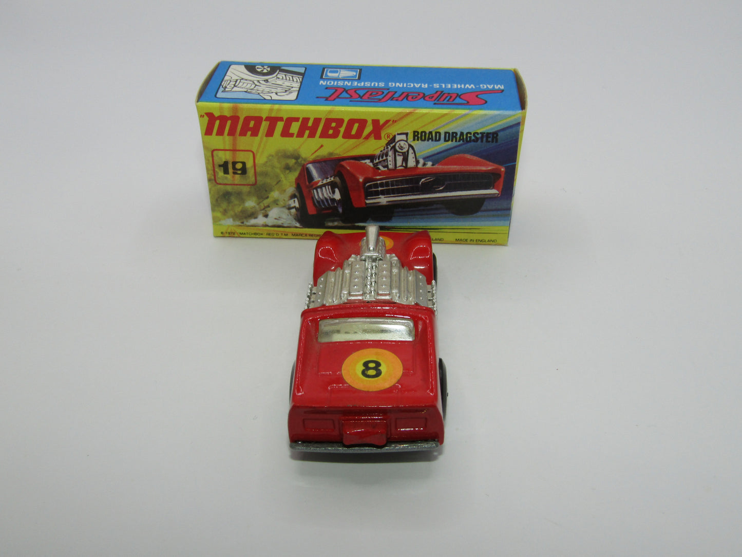 Matchbox Superfast 19B Road Dragster Red SILVER BASE
